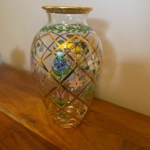LENOX-GOLD TRELLIS GERMAN ART GLASS VASE-RETIRED!